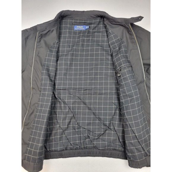 Vintage Polo Ralph Lauren Bomber Black Jacket Harrington Plaid Lining 2XB Big - Picture 6 of 10